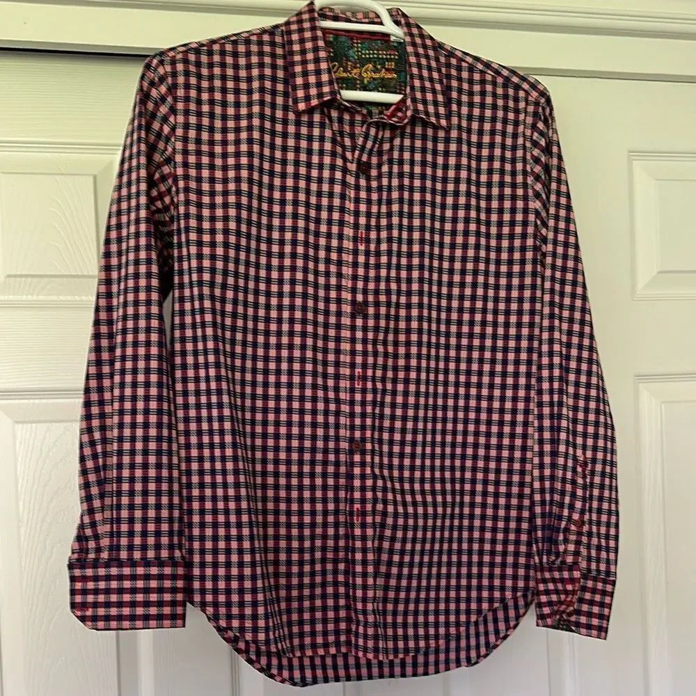 Robert Graham Blue and Pink Casual Button Down Shirt